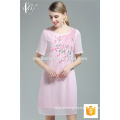 Guangzhou Factory alta qualidade bebê rosa gordo mulheres vestido casual abaixo do joelho